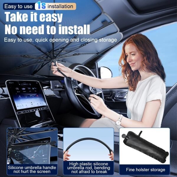 Car Shade Automotive Windshield Sun Shade Umbrella for Car - Image 3