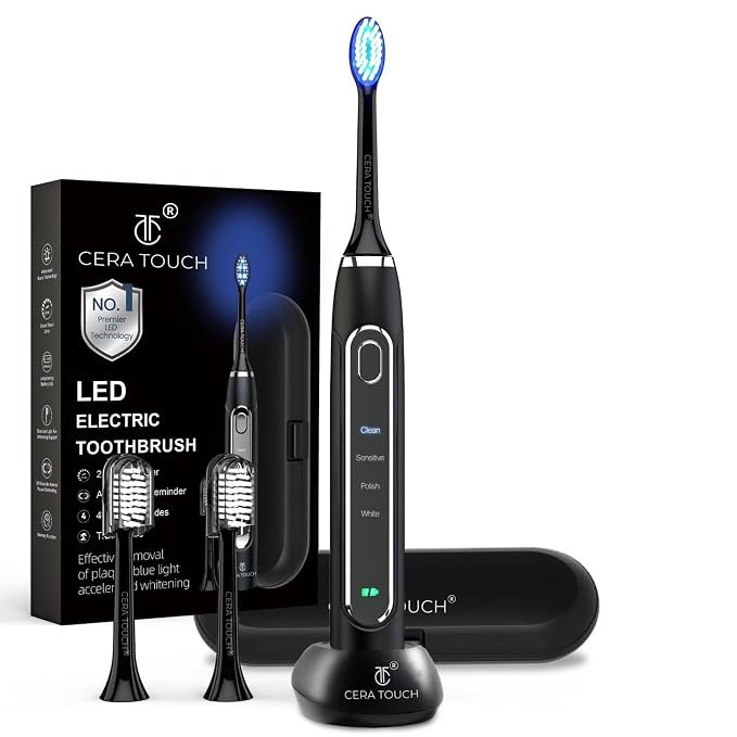 Cera Touch 6 Blue LED Whitening Electric Toothbrush with 4 Modes, Smart Timer & Wireless Charging