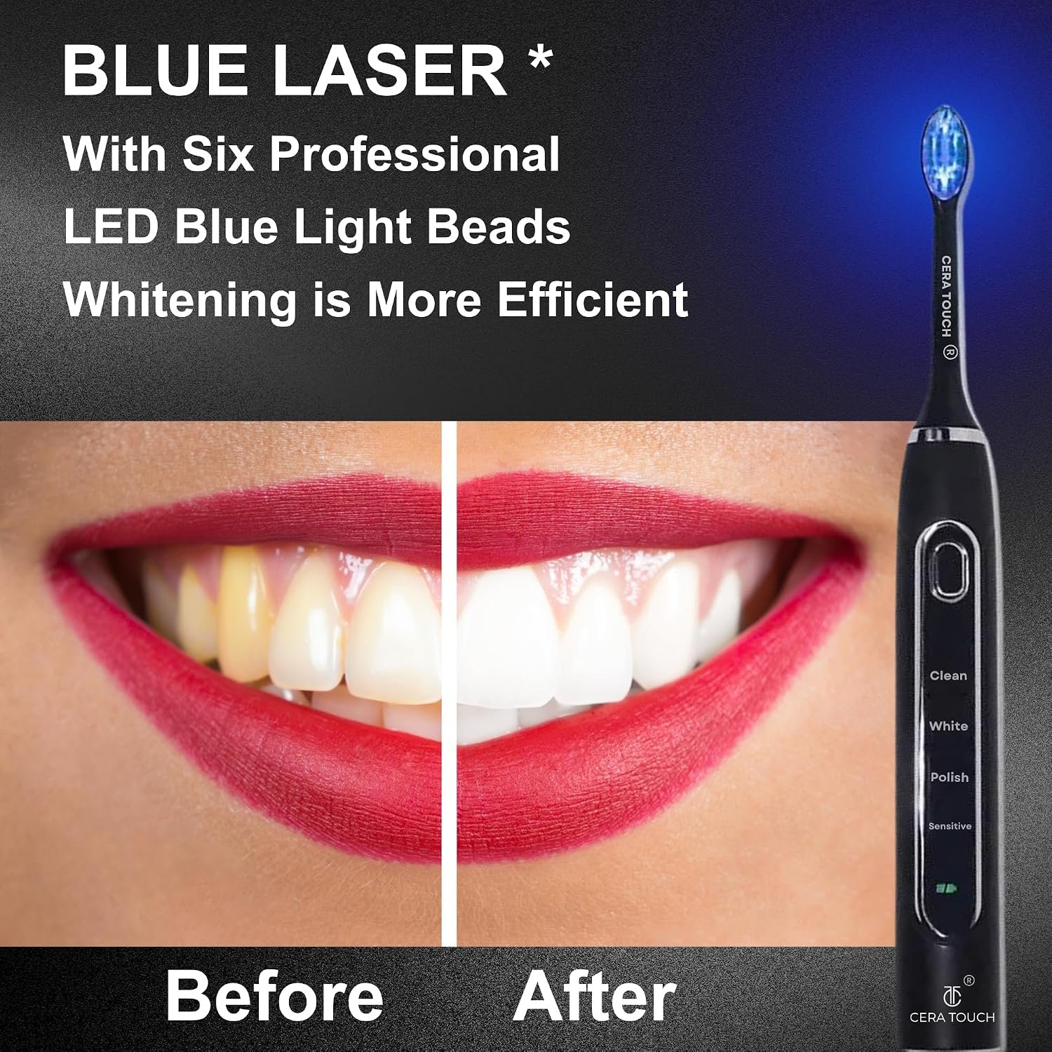Cera Touch 6 Blue LED Whitening Electric Toothbrush with 4 Modes, Smart Timer & Wireless Charging - Image 3